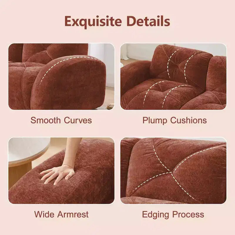 Clihome Tessuto morbido in velluto a forma di L, fondo in spugna ad alta densità 32D, fondo dal design ergonomico, design antiscivolo, combinazione libera, pouf mobile