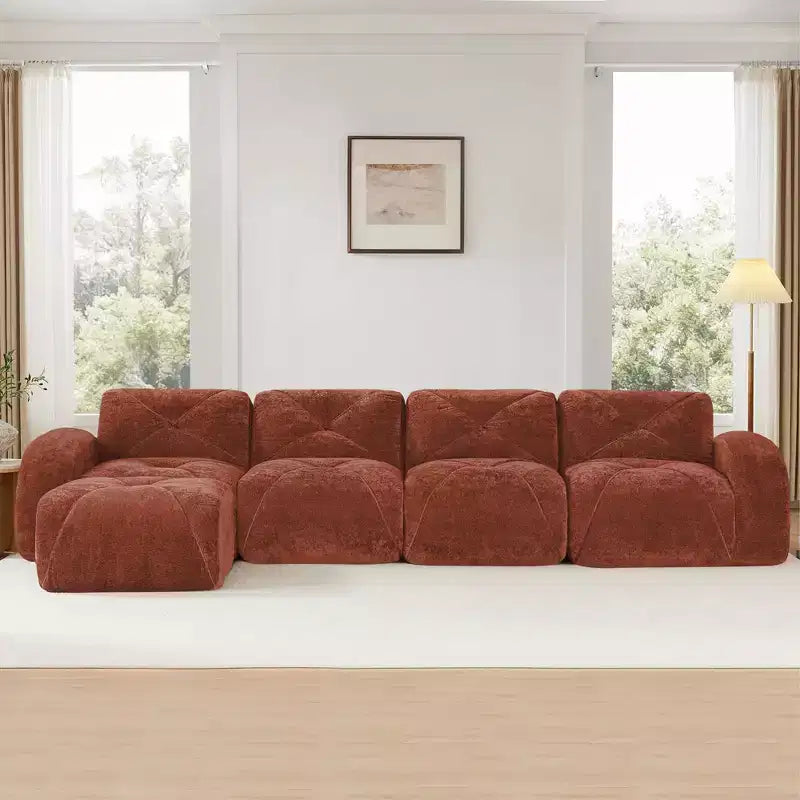 Clihome Tessuto morbido in velluto a forma di L, fondo in spugna ad alta densità 32D, fondo dal design ergonomico, design antiscivolo, combinazione libera, pouf mobile