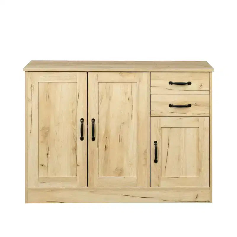 Credenza a buffet, mobile contenitore da cucina con 3 ante, 2 cassetti e ripiani per cucina, soggiorno, sala da pranzo