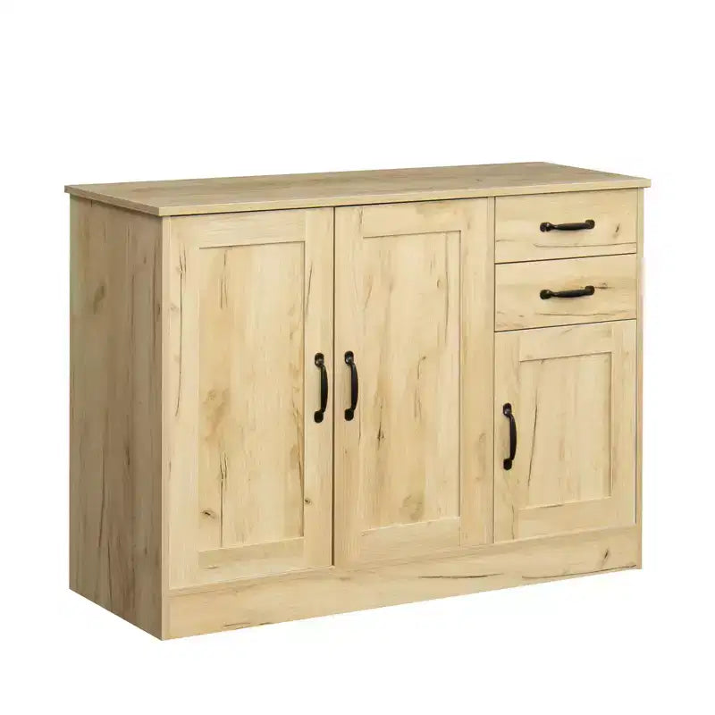 Credenza a buffet, mobile contenitore da cucina con 3 ante, 2 cassetti e ripiani per cucina, soggiorno, sala da pranzo