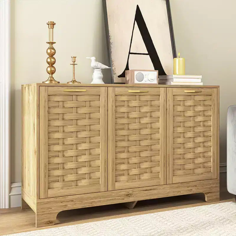 Accent Buffet Cabinet, Anti-Tip Sideboard Storage Cabinet with Adjustable Shelf and 3 Doors for Hallway, Entryway, Dining Room, Living Room