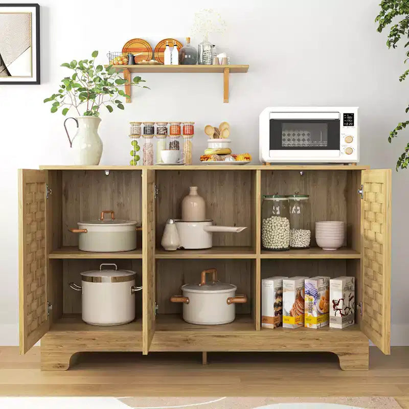 Mobile credenza Accent, mobile contenitore con buffet anti-ribaltamento e ripiano regolabile e 3 ante per corridoio, ingresso, sala da pranzo, soggiorno