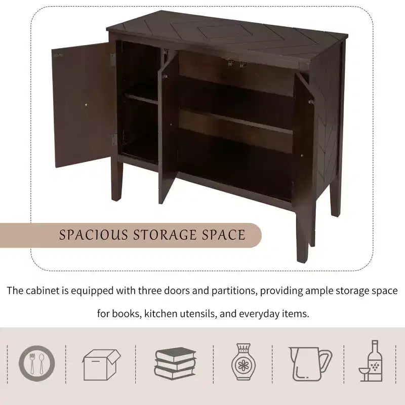 Credenza Vintage con Ripiano Regolabile, Credenza in Legno Massello Tavolo Consolle da Divano