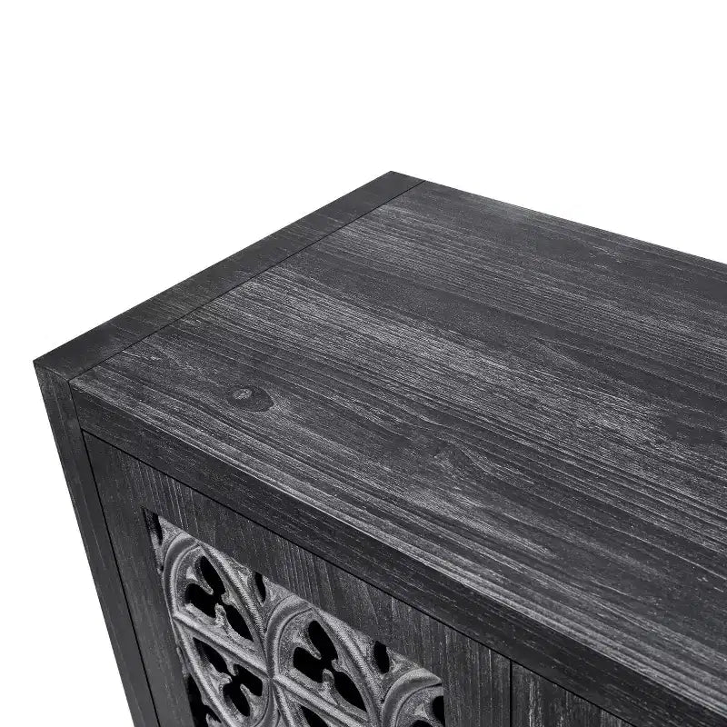 Credenza a buffet da fattoria vintage da 152 cm, Credenza in legno anticato con ante traforate intagliate a vuoto - Panipeachy