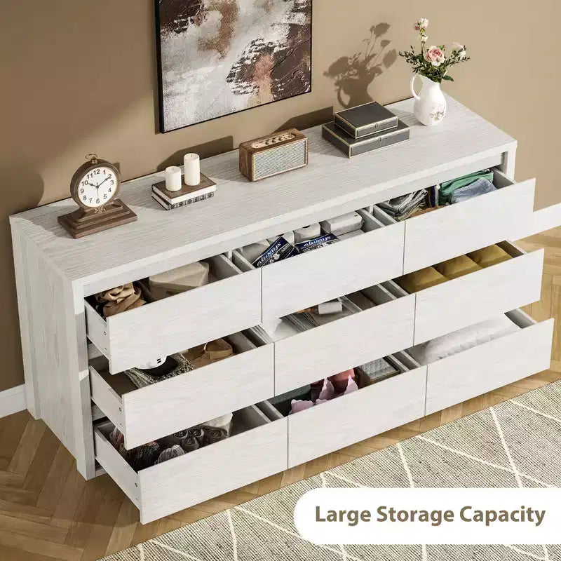 Cassettiera a 9 cassetti per camera da letto, comò ampio e moderno, organizer contenitore grande in legno per soggiorno, corridoio e ingresso