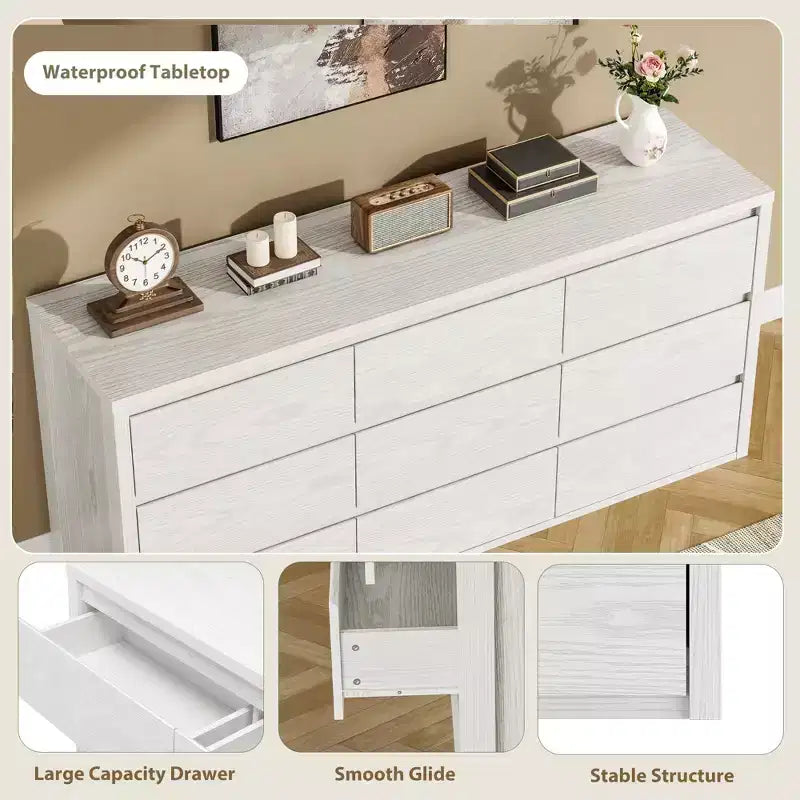 Cassettiera a 9 cassetti per camera da letto, comò ampio e moderno, organizer contenitore grande in legno per soggiorno, corridoio e ingresso