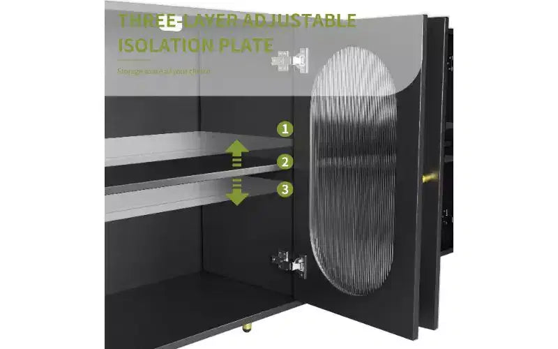 TUYOHW Buffet moderne à portes en acrylique, meuble de rangement de garde-manger avec étagères amovibles, meuble de rangement autonome, console.