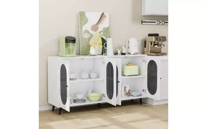TUYOHW Buffet moderne à portes en acrylique, meuble de rangement de garde-manger avec étagères amovibles, meuble de rangement autonome, console.