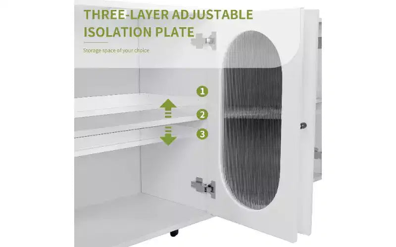 TUYOHW Buffet moderne à portes en acrylique, meuble de rangement de garde-manger avec étagères amovibles, meuble de rangement autonome, console.