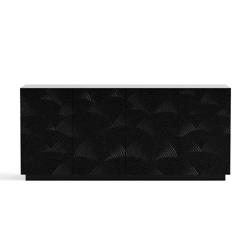 60 Mobili Moderni Neri per Credenza e Porta TV, Consolle Bassa con Ante Scallopate Testurizzate - Panipeachy