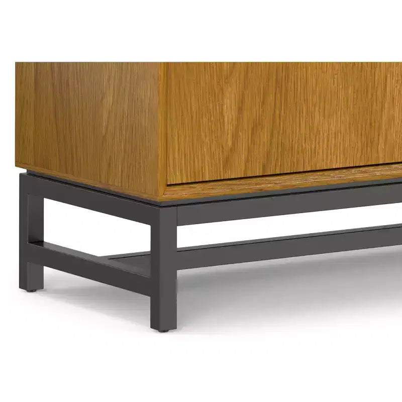 Devlin e Metal Credenza Industriale Rettangolare Larga 60 Pollici con Cassetti Centrali in Impiallacciatura di Rovere