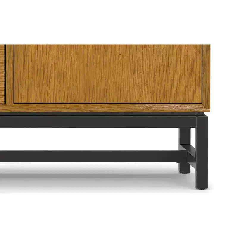 Devlin e Metal Credenza Industriale Rettangolare Larga 60 Pollici con Cassetti Centrali in Impiallacciatura di Rovere