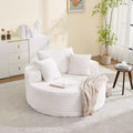 Round Chaise Lounge Chair, Indoor Oversized 55  55 Inch Modern Corduroy Boneless Cloud Couch Single Sofa with 4 Pillows Deep Seat for Home Office