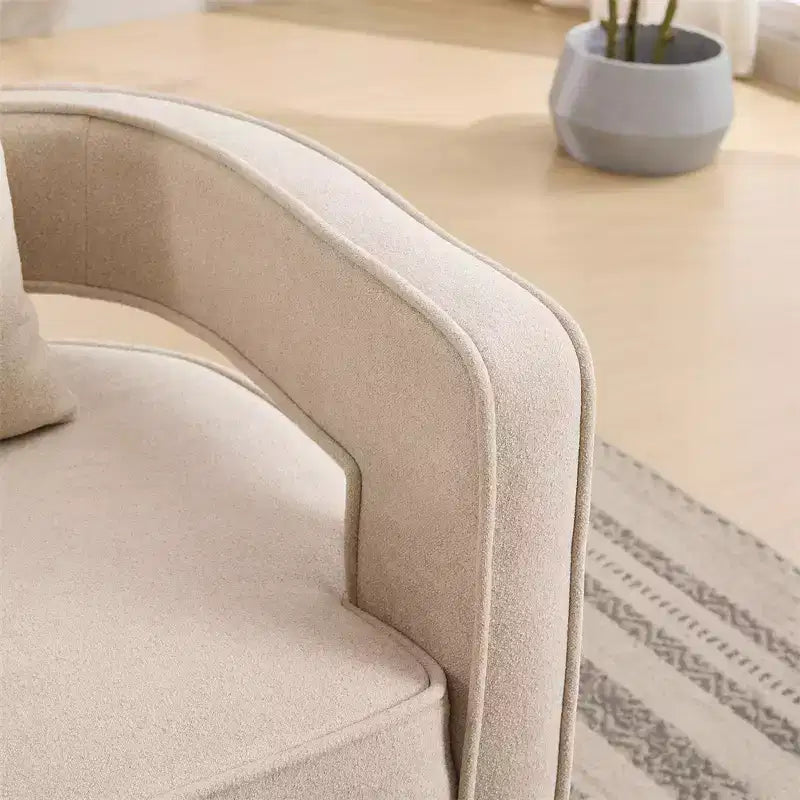 Divani moderni in tessuto, poltrona girevole a 360 gradi con base in legno e 1 cuscino, per soggiorno, camera da letto, cameretta, ufficio, hotel