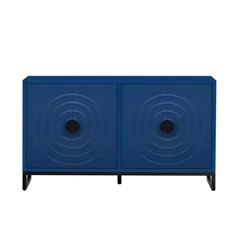 Credenza con 4 ante a onde d'acqua, madia in legno con ripiani regolabili per cucina, ingresso e corridoio