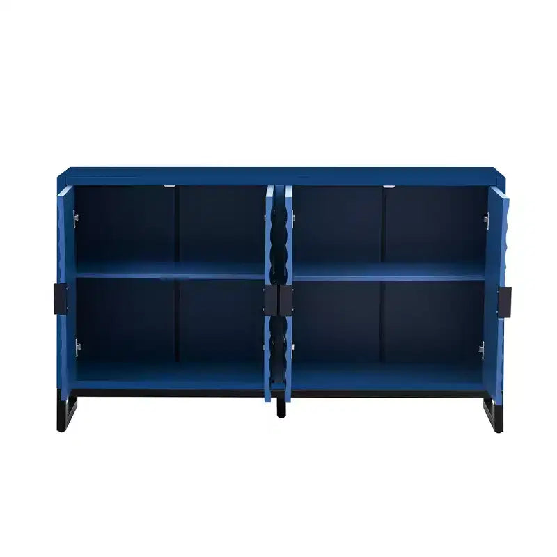 Credenza con 4 ante a onde d'acqua, madia in legno con ripiani regolabili per cucina, ingresso e corridoio