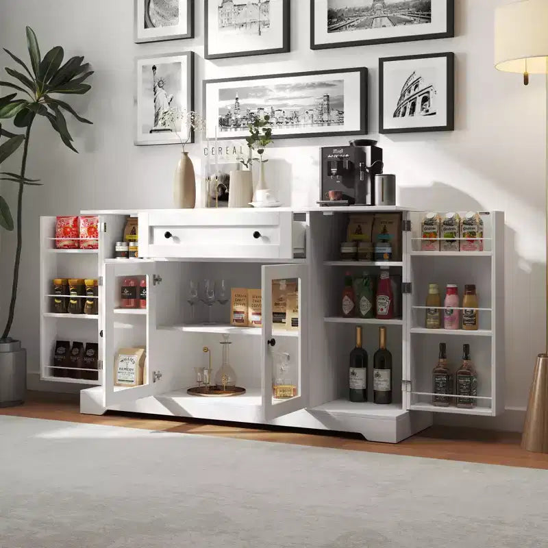 Credenza rustica a buffet con contenitore, mobile contenitore da cucina con cassetto e ripiani regolabili per soggiorno e corridoio