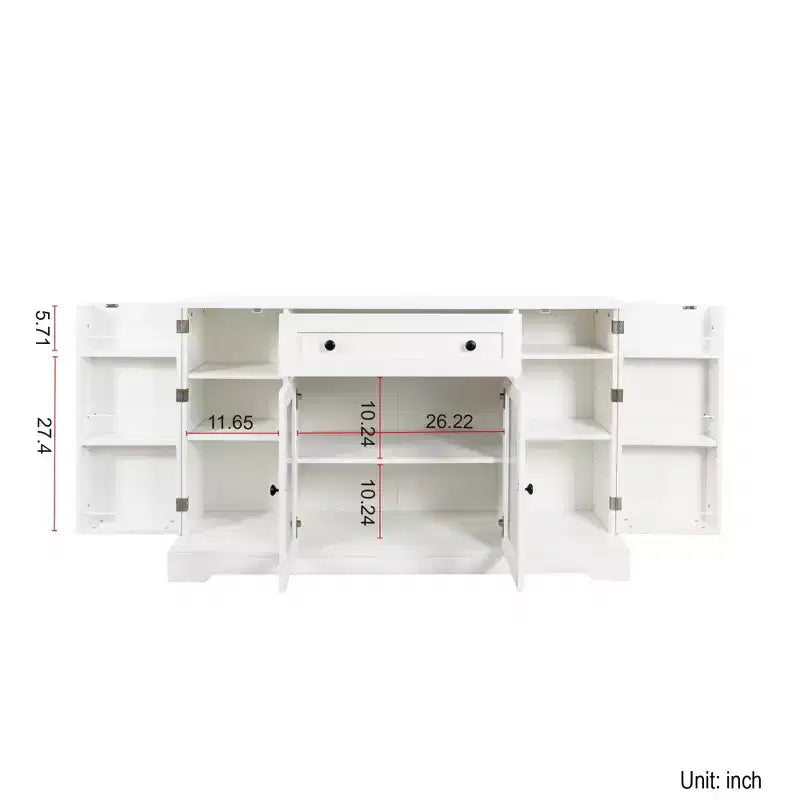 Credenza rustica a buffet con contenitore, mobile contenitore da cucina con cassetto e ripiani regolabili per soggiorno e corridoio
