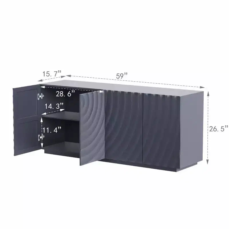 59 Mobile Buffet Moderno a Spirale, Mobile Contenitore Basso per Ingresso con Ante con Texture a Onde 3D - Panipeachy