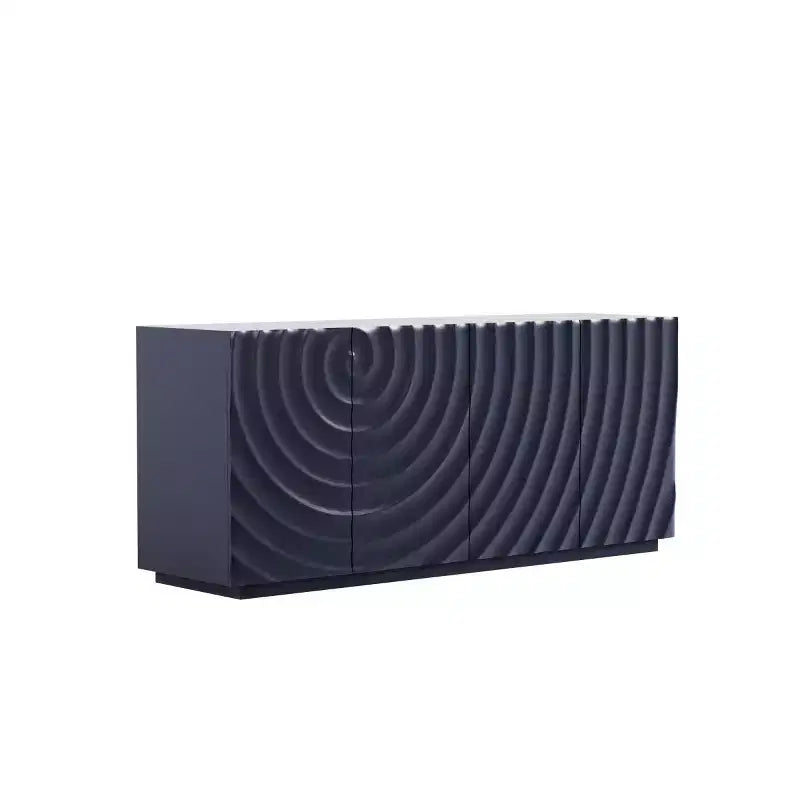59 Mobile Buffet Moderno a Spirale, Mobile Contenitore Basso per Ingresso con Ante con Texture a Onde 3D - Panipeachy