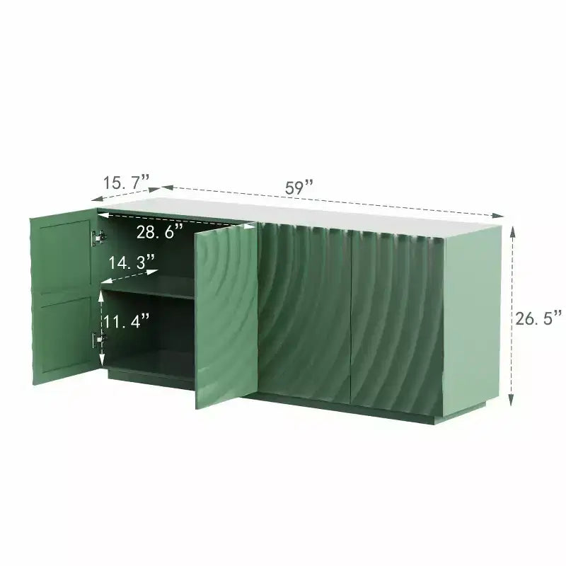 59 Mobile Buffet Moderno a Spirale, Mobile Contenitore Basso per Ingresso con Ante con Texture a Onde 3D - Panipeachy