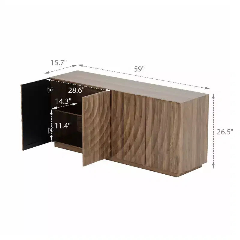 59 Mobile Buffet Moderno a Spirale, Mobile Contenitore Basso per Ingresso con Ante con Texture a Onde 3D - Panipeachy