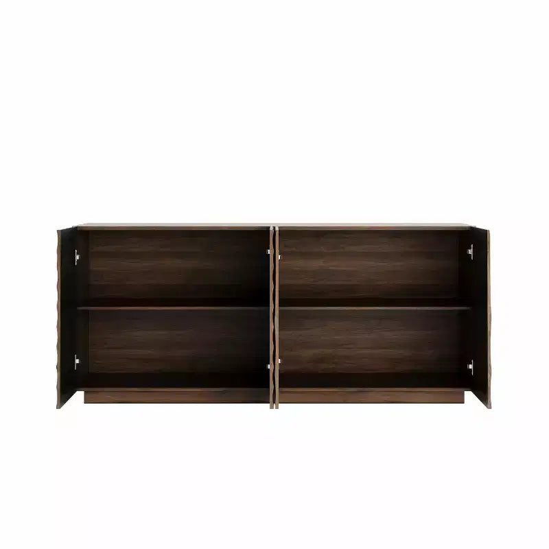 59 Mobile Buffet Moderno a Spirale, Mobile Contenitore Basso per Ingresso con Ante con Texture a Onde 3D - Panipeachy