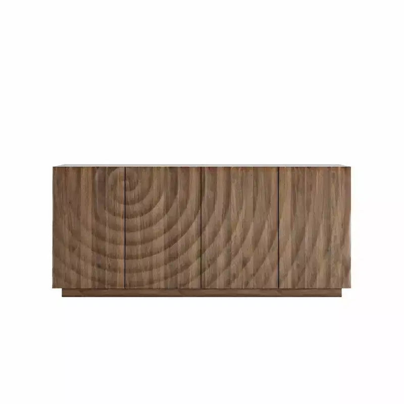 59 Mobile Buffet Moderno a Spirale, Mobile Contenitore Basso per Ingresso con Ante con Texture a Onde 3D - Panipeachy