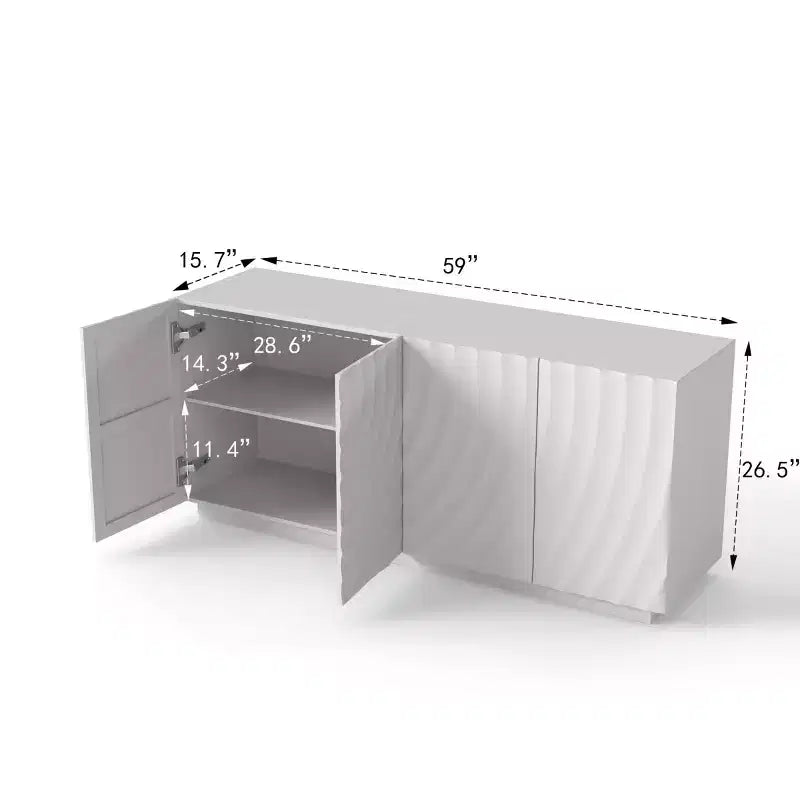 59 Mobile Buffet Moderno a Spirale, Mobile Contenitore Basso per Ingresso con Ante con Texture a Onde 3D - Panipeachy