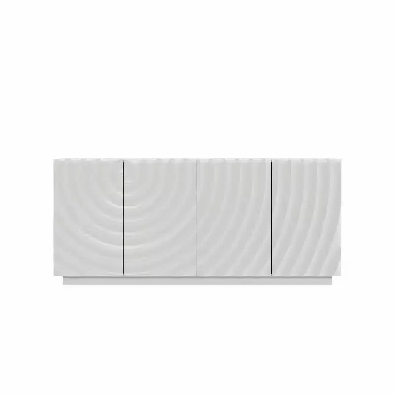 59 Mobile Buffet Moderno a Spirale, Mobile Contenitore Basso per Ingresso con Ante con Texture a Onde 3D - Panipeachy