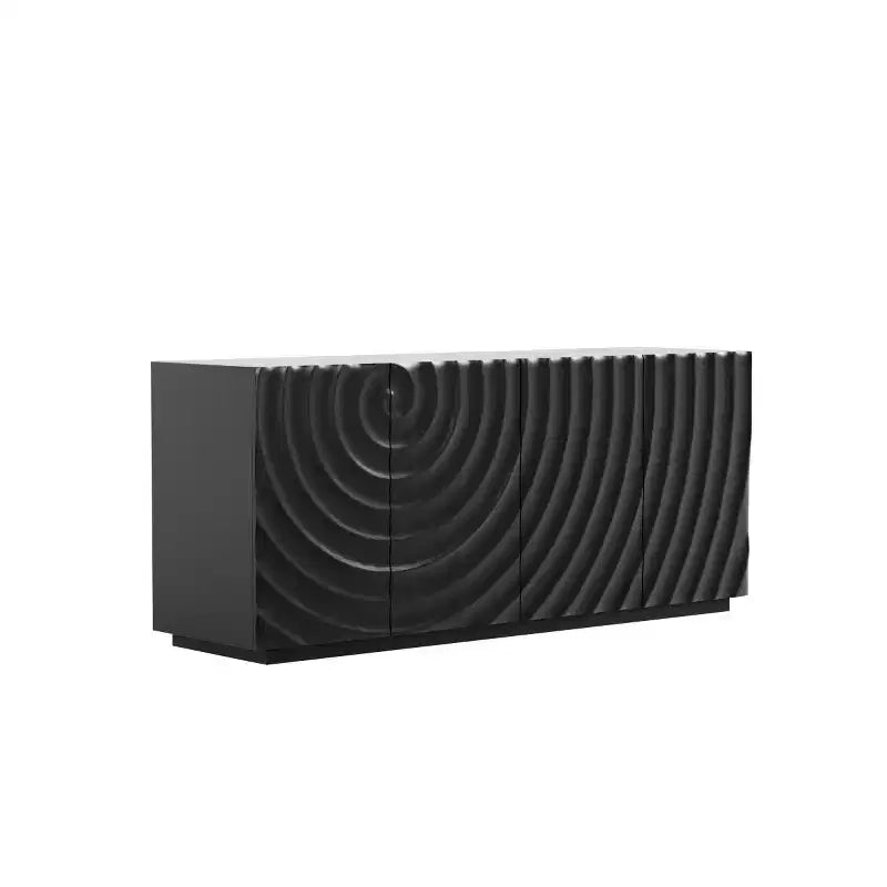59 Mobile Buffet Moderno a Spirale, Mobile Contenitore Basso per Ingresso con Ante con Texture a Onde 3D - Panipeachy