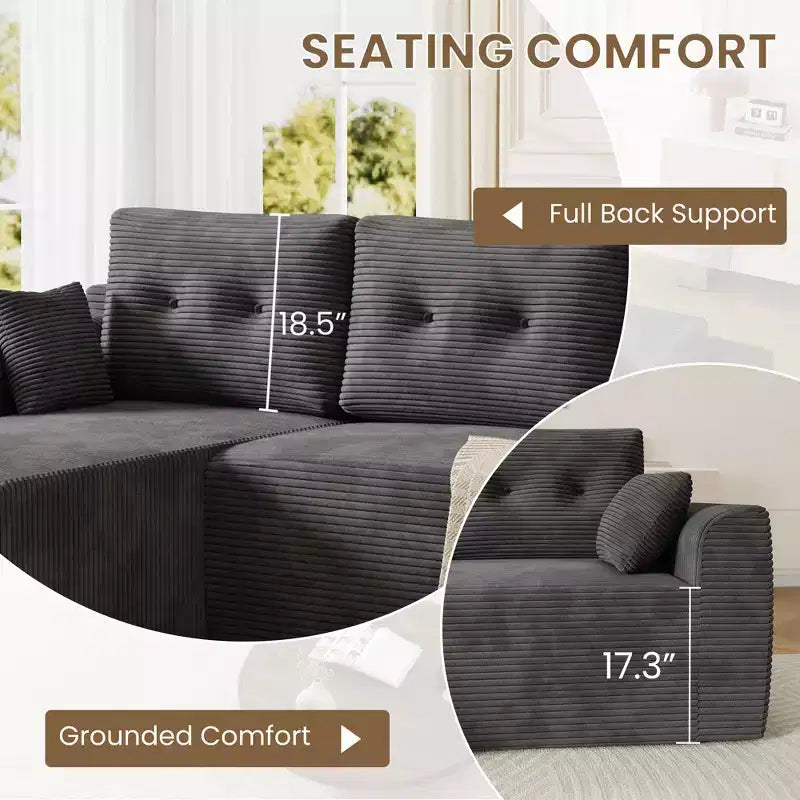 Divano componibile modulare da 267 cm con seduta profonda, divano componibile Cloud con chaise longue oversize, divano letto senza montaggio richiesto per soggiorno, camera da letto