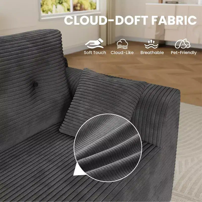 Divano componibile modulare da 267 cm con seduta profonda, divano componibile Cloud con chaise longue oversize, divano letto senza montaggio richiesto per soggiorno, camera da letto
