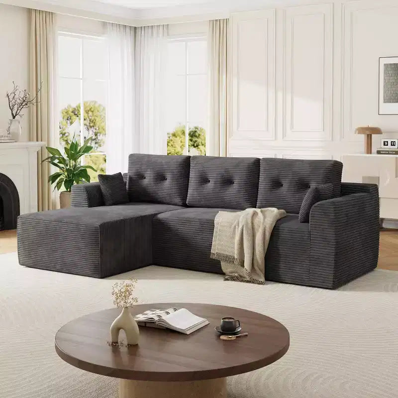 Divano componibile modulare da 267 cm con seduta profonda, divano componibile Cloud con chaise longue oversize, divano letto senza montaggio richiesto per soggiorno, camera da letto