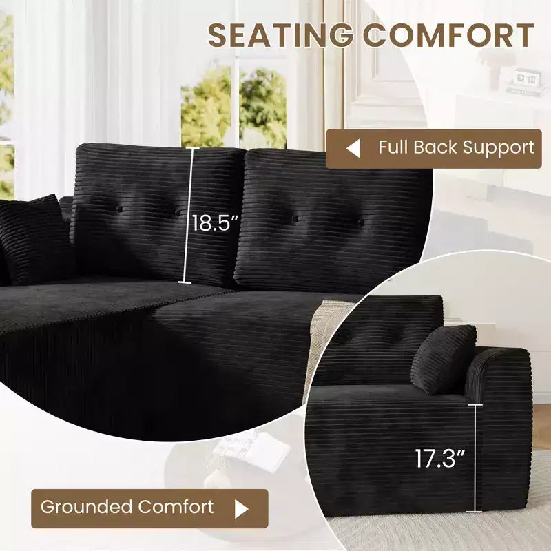Divano componibile modulare da 267 cm con seduta profonda, divano componibile Cloud con chaise longue oversize, divano letto senza montaggio richiesto per soggiorno, camera da letto