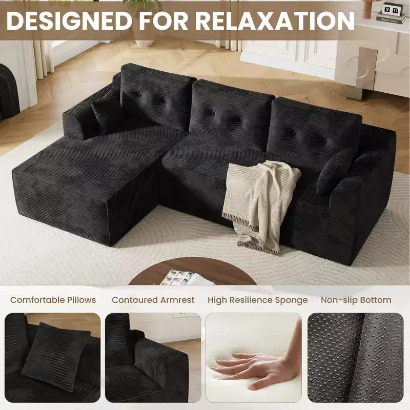 Divano componibile modulare da 267 cm con seduta profonda, divano componibile Cloud con chaise longue oversize, divano letto senza montaggio richiesto per soggiorno, camera da letto