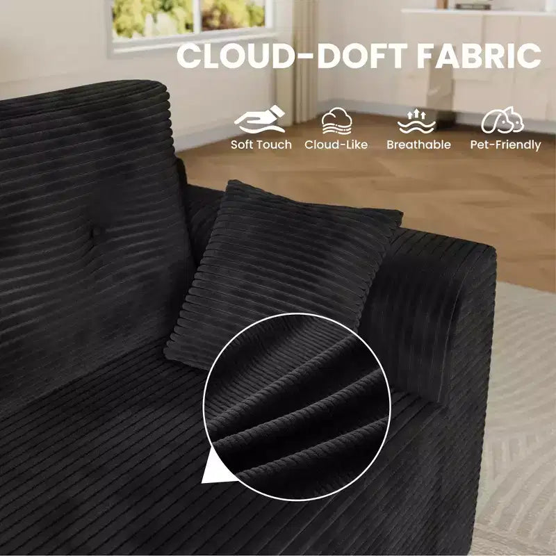 Divano componibile modulare da 267 cm con seduta profonda, divano componibile Cloud con chaise longue oversize, divano letto senza montaggio richiesto per soggiorno, camera da letto