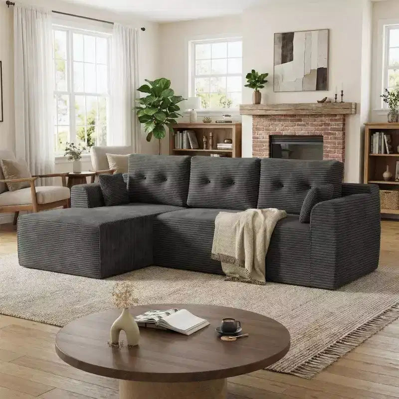 Divano componibile modulare da 267 cm con seduta profonda, divano componibile Cloud con chaise longue oversize, divano letto senza montaggio richiesto per soggiorno, camera da letto
