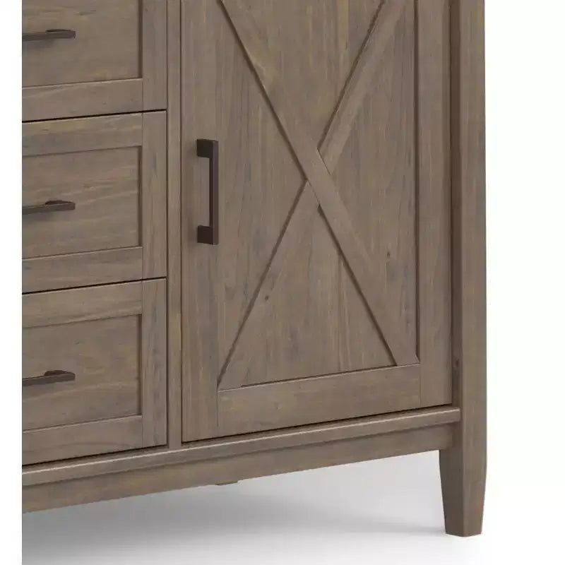 Credenza rettangolare transitoria Cantina in LEGNO MASSELLO larga 54 pollici marrone fumé