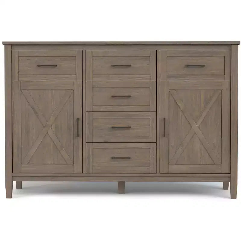 Credenza rettangolare transitoria Cantina in LEGNO MASSELLO larga 54 pollici marrone fumé