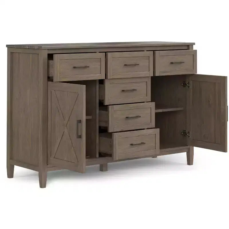 Credenza rettangolare transitoria Cantina in LEGNO MASSELLO larga 54 pollici marrone fumé