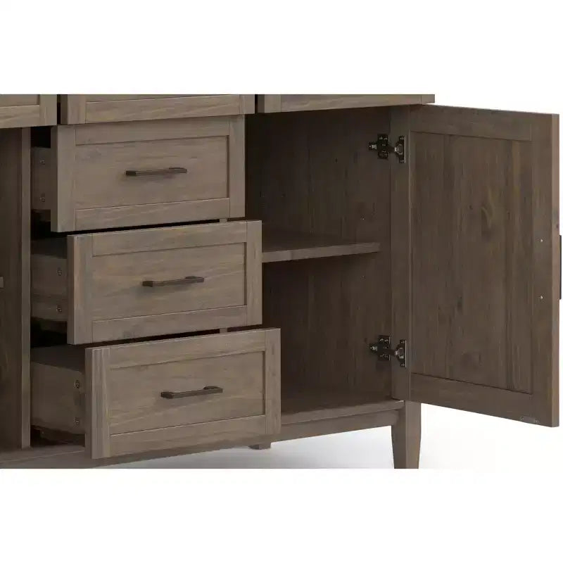 Credenza rettangolare transitoria Cantina in LEGNO MASSELLO larga 54 pollici marrone fumé