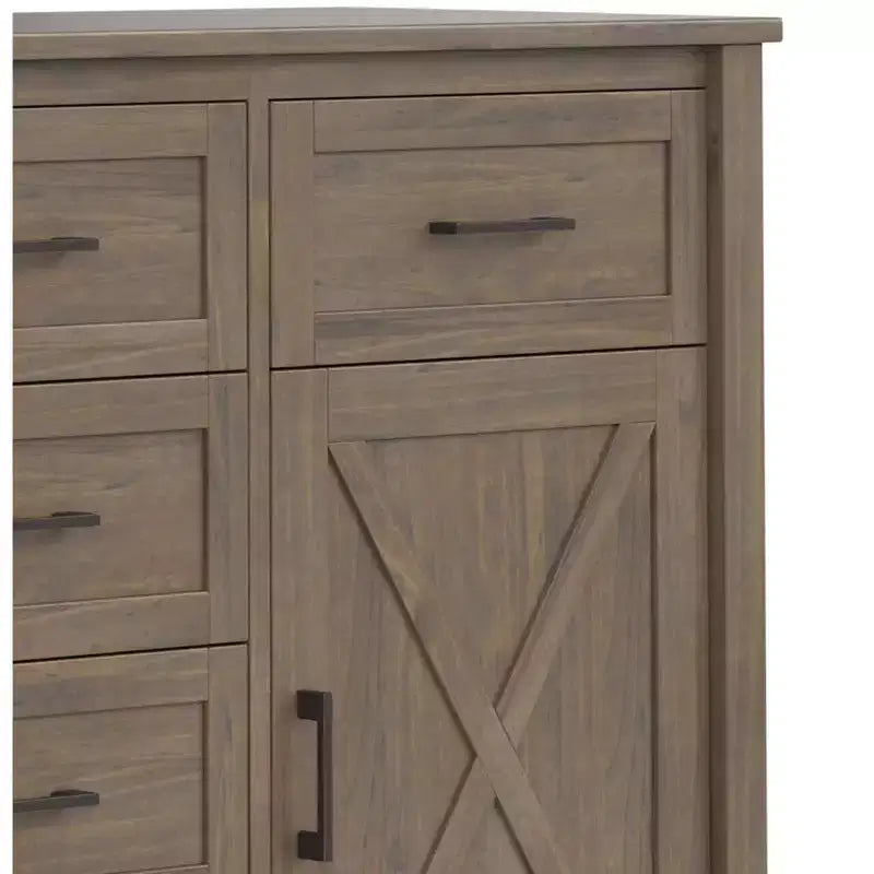 Credenza rettangolare transitoria Cantina in LEGNO MASSELLO larga 54 pollici marrone fumé