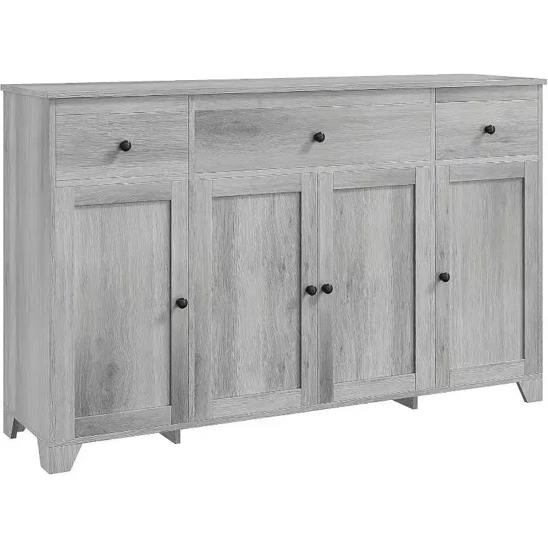 Credenza Madia con Contenitore, Mobile Contenitore da Cucina Minimalista con 3 Cassetti e 4 Ante, Tavolo Console da Fattoria Mobile Bar per Cucina