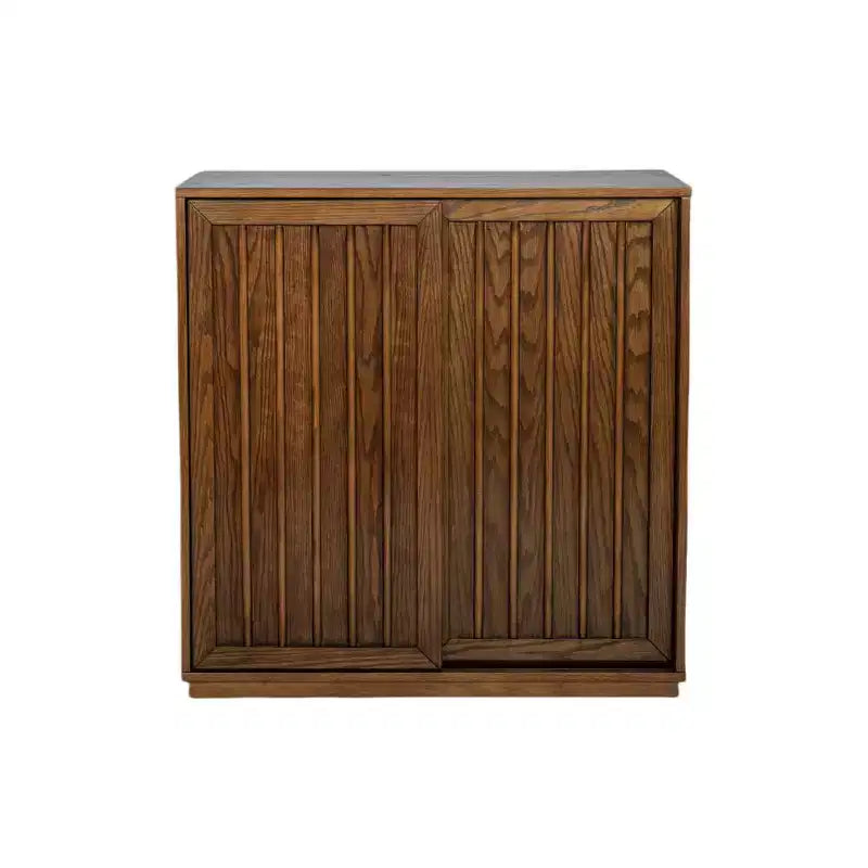 Credenza con ante scorrevoli, Mobile dispensa vintage con 2 ante scorrevoli e listelli in legno, Armadietto per ingresso, soggiorno, corridoio