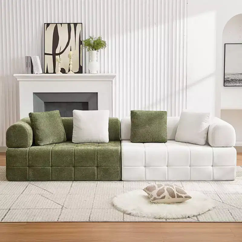 110.23 in. W Colorblock Modular 4-Seater Chenille Sofa with Curved Armrests