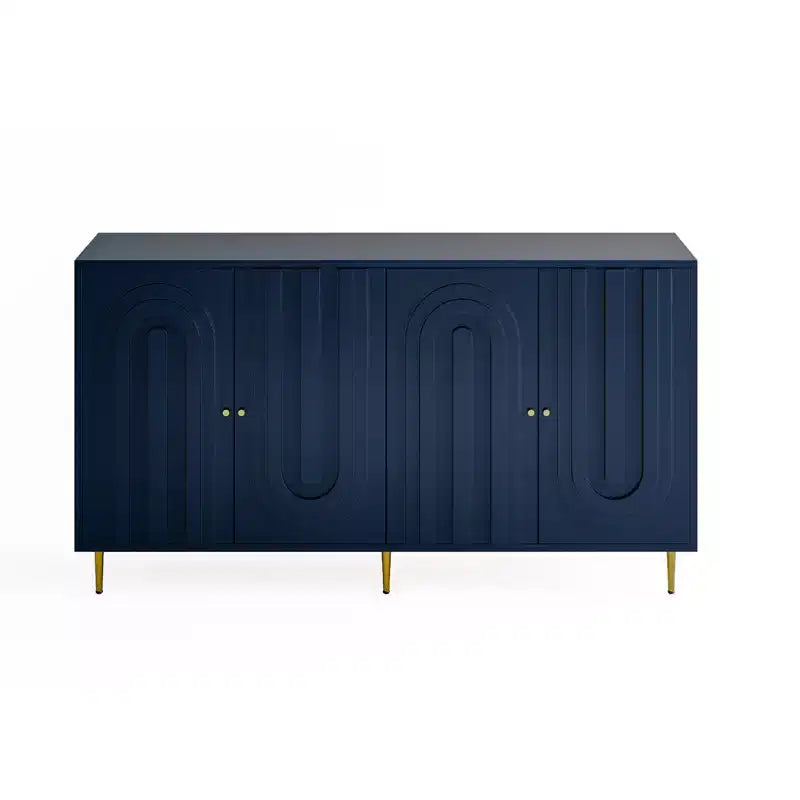Madia Buffet Mobile Contenitore con 4 Ante, Gambe in Metallo, Ripiani Regolabili Mobiletto in Legno, Buffet Credenza per Cucina