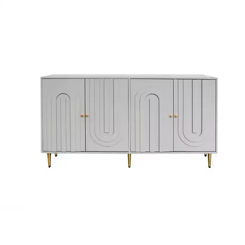 Madia Buffet Mobile Contenitore con 4 Ante, Gambe in Metallo, Ripiani Regolabili Mobiletto in Legno, Buffet Credenza per Cucina