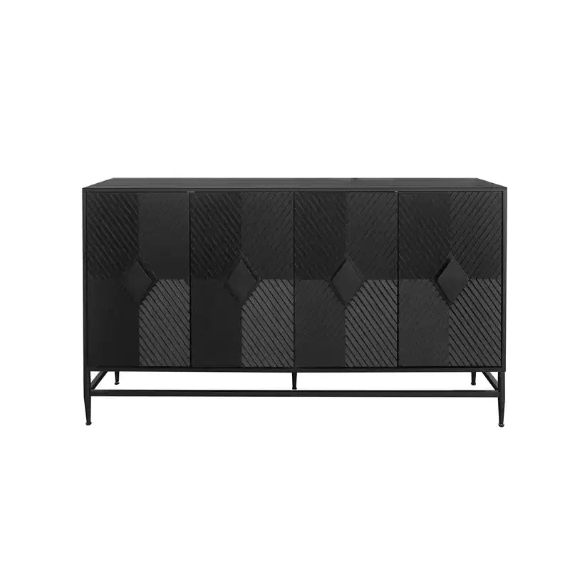 Madia Buffet Mobile Contenitore con 4 Ante, Gambe in Metallo, Ripiani Regolabili Mobiletto in Legno, Buffet Credenza per Cucina