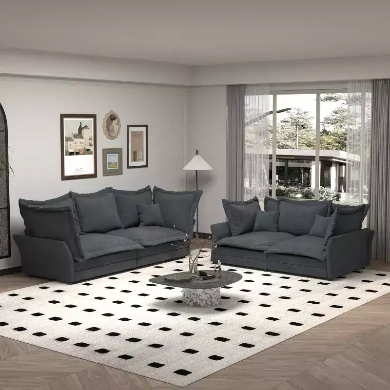 Divano modulare componibile, divano con seduta profonda e grandi cuscini, divano letto imbottito per appartamento, soggiorno, hotel, monolocale, ufficio